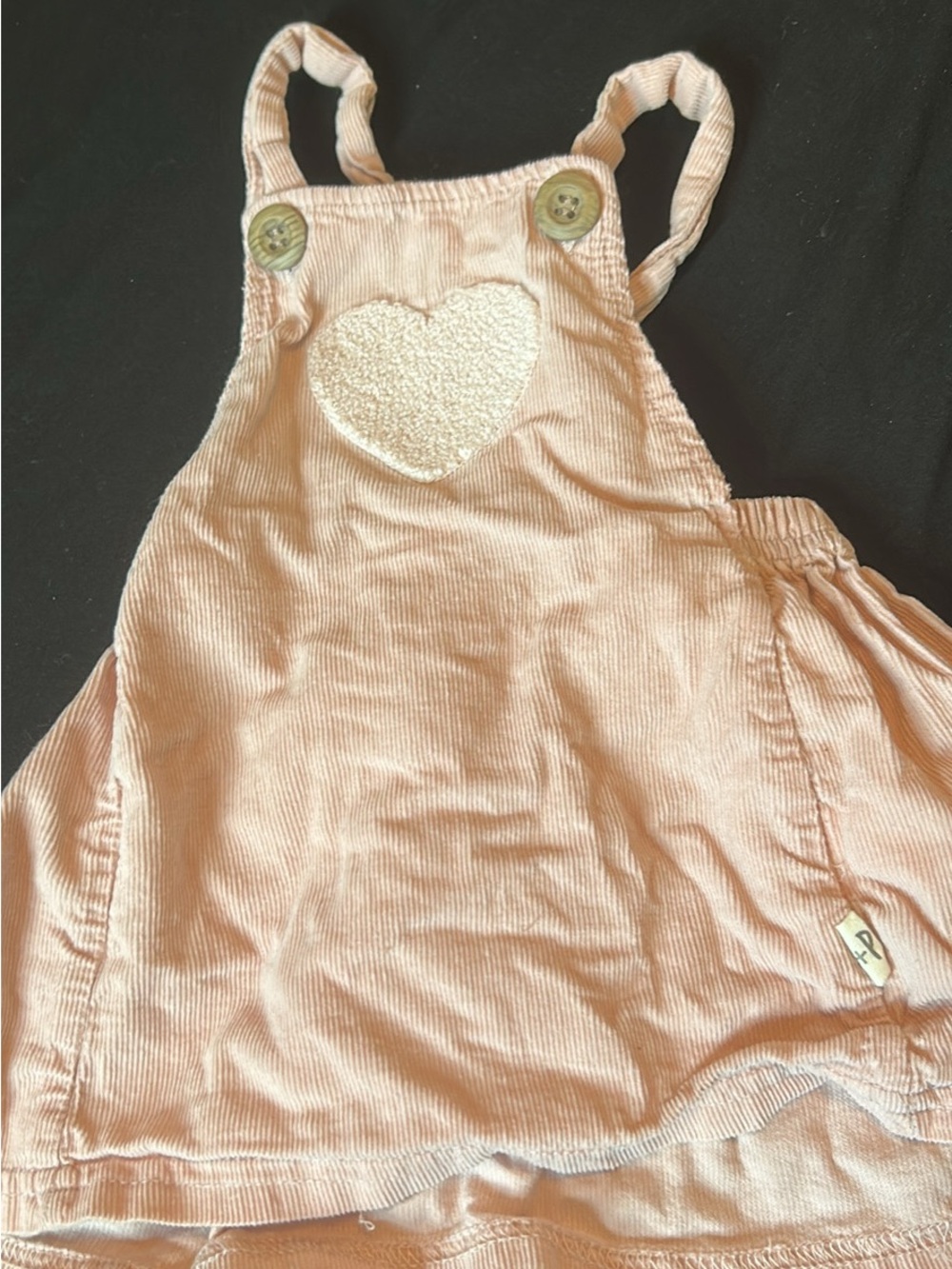 Kids Pink Corduroy Heart Overalls Dress